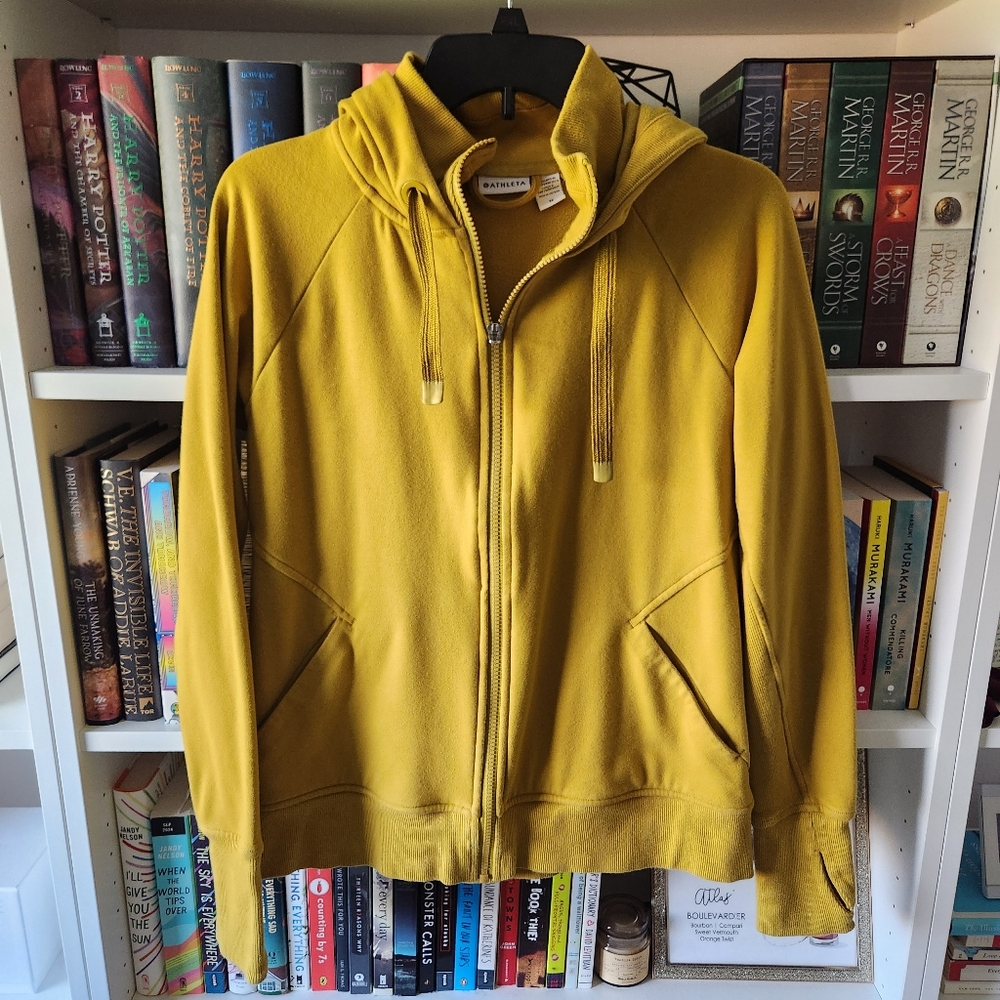 Athleta Yellow Gold Front Zip Triumph Hoodie Sweatshirt Size M
